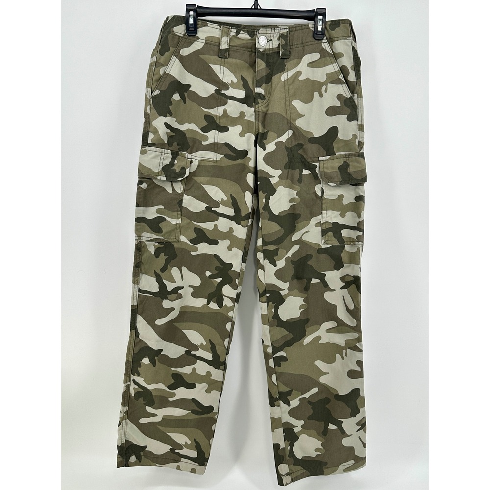 True Religion Cargo Pants Mens 29 Green Camouflage Straight Fit Military Modern - Picture 2 of 9